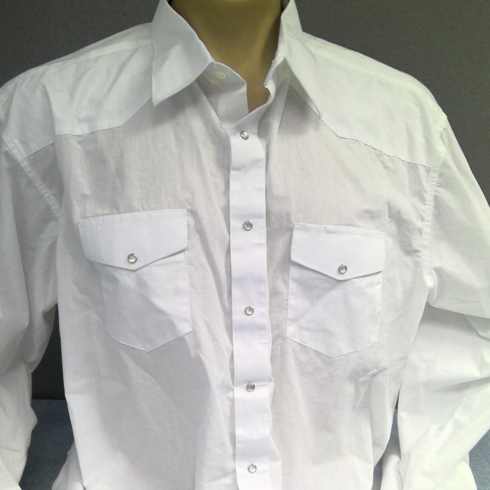 Wrangler Western Pearl Snap Shirt Long Sleeve White Men's 2XL